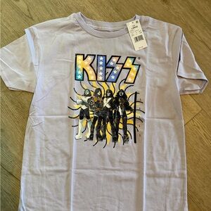 Kiss Band Tee in Light Lavender with Multicolor Logo